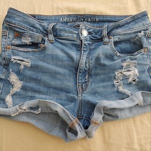 American Eagle high rise shortie shorts distressed